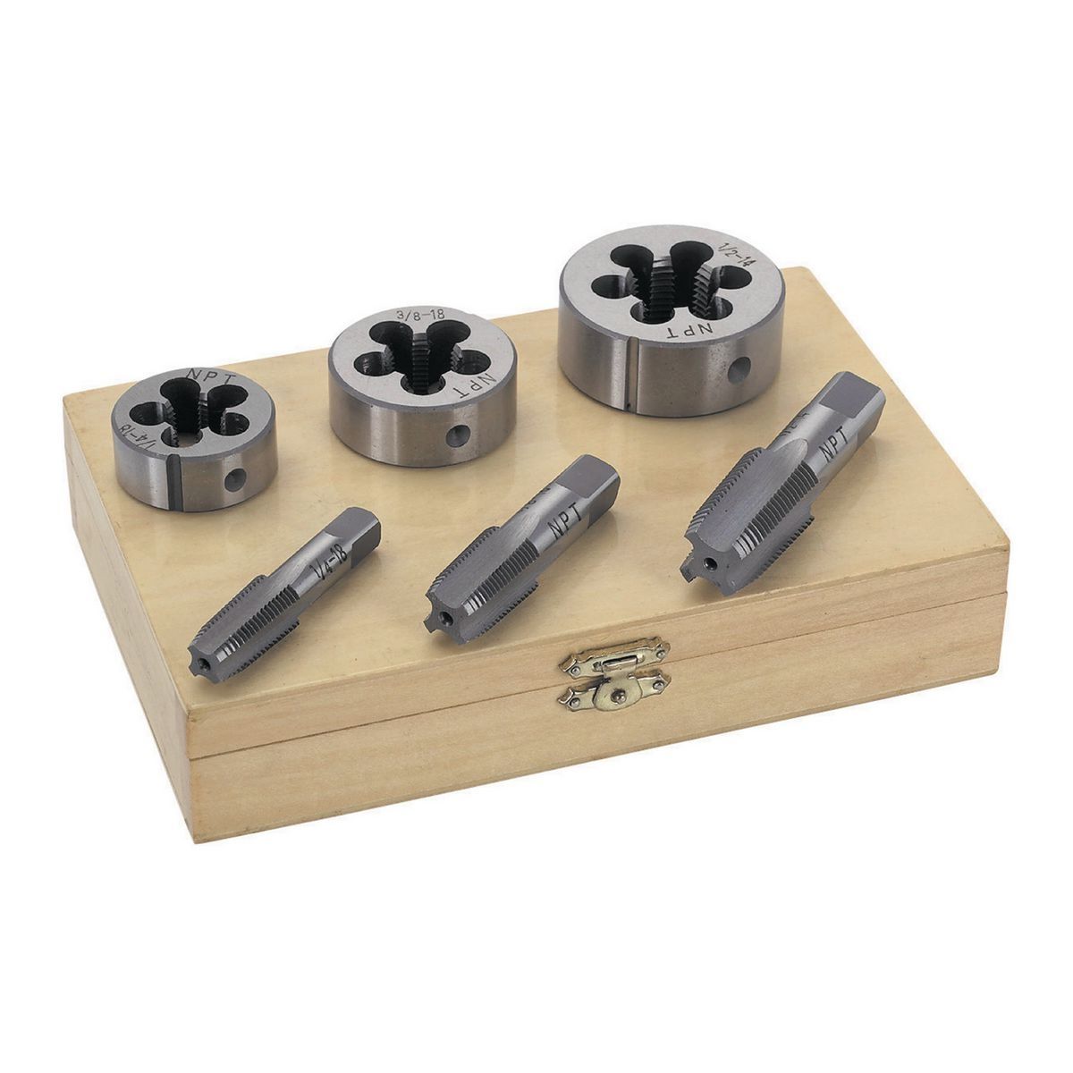 Pipe Tap & Die Set, 6 Piece F119