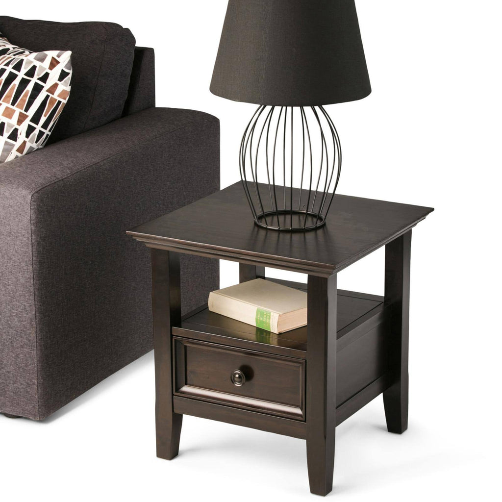 Pine Wood End Table, Hickory Brown V686
