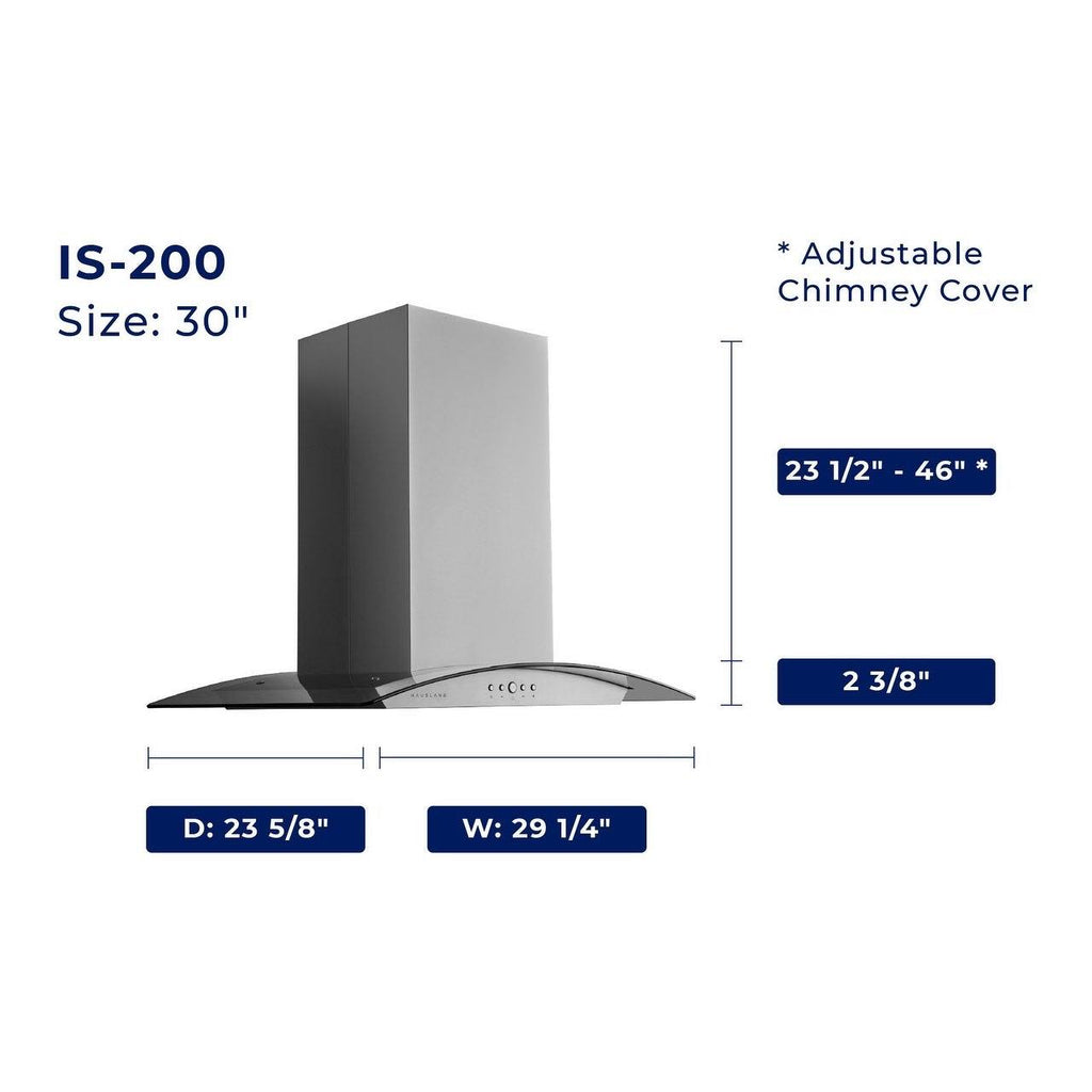 30x22 600 CFM Convertible Island Range Hood in Stainless Steel H701478