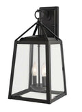 2-Light Black Outdoor Wall Lantern with Beveled Glass B55655