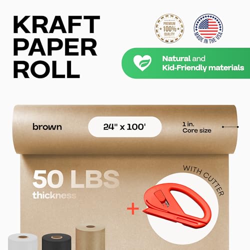 Brown Kraft Paper Roll 24" x 1800" with Cutter I7244