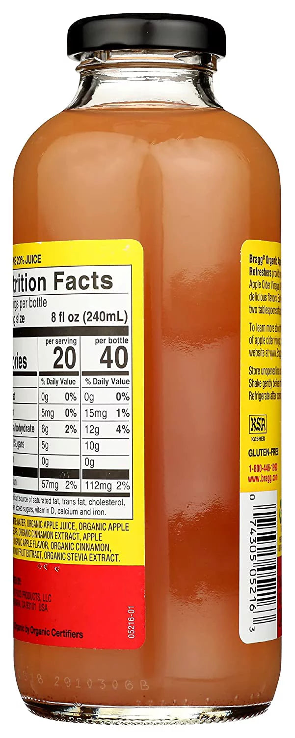 Organic Apple Cider Vinegar Drink Apple Cinnamon 16 fl oz Pack of 4 A61759