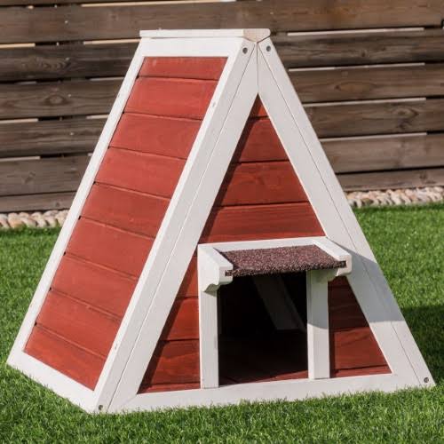 Weatherproof Wooden Cat House Shelter Condo with Eave K283642