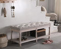 Beige Tufted Entryway Bench with Shoe Rack T50649