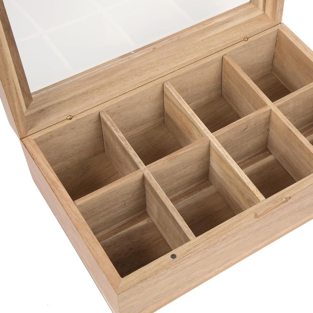 Acacia Wood Tea Bag Storage Box with Clear Acrylic Magnetic Lid M1353