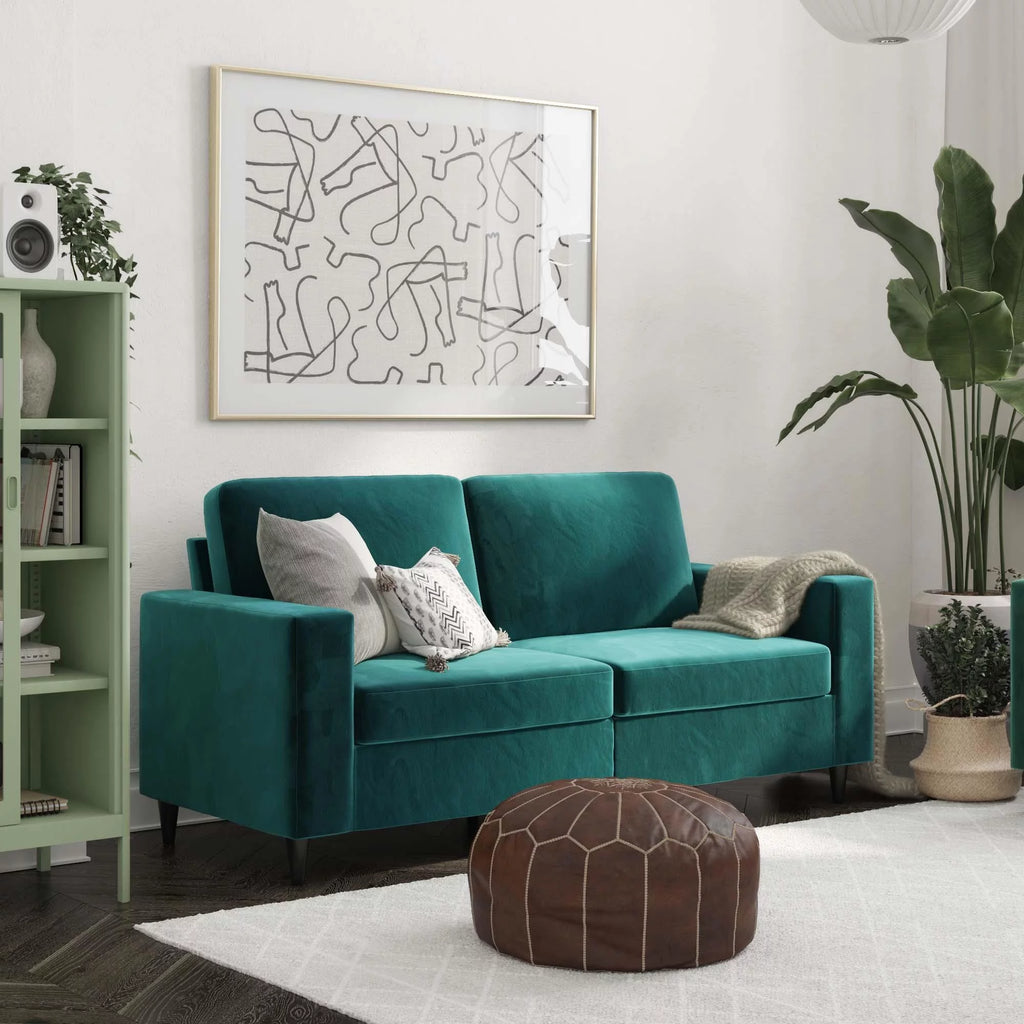 Green Velvet 3 Seater Sofa U851