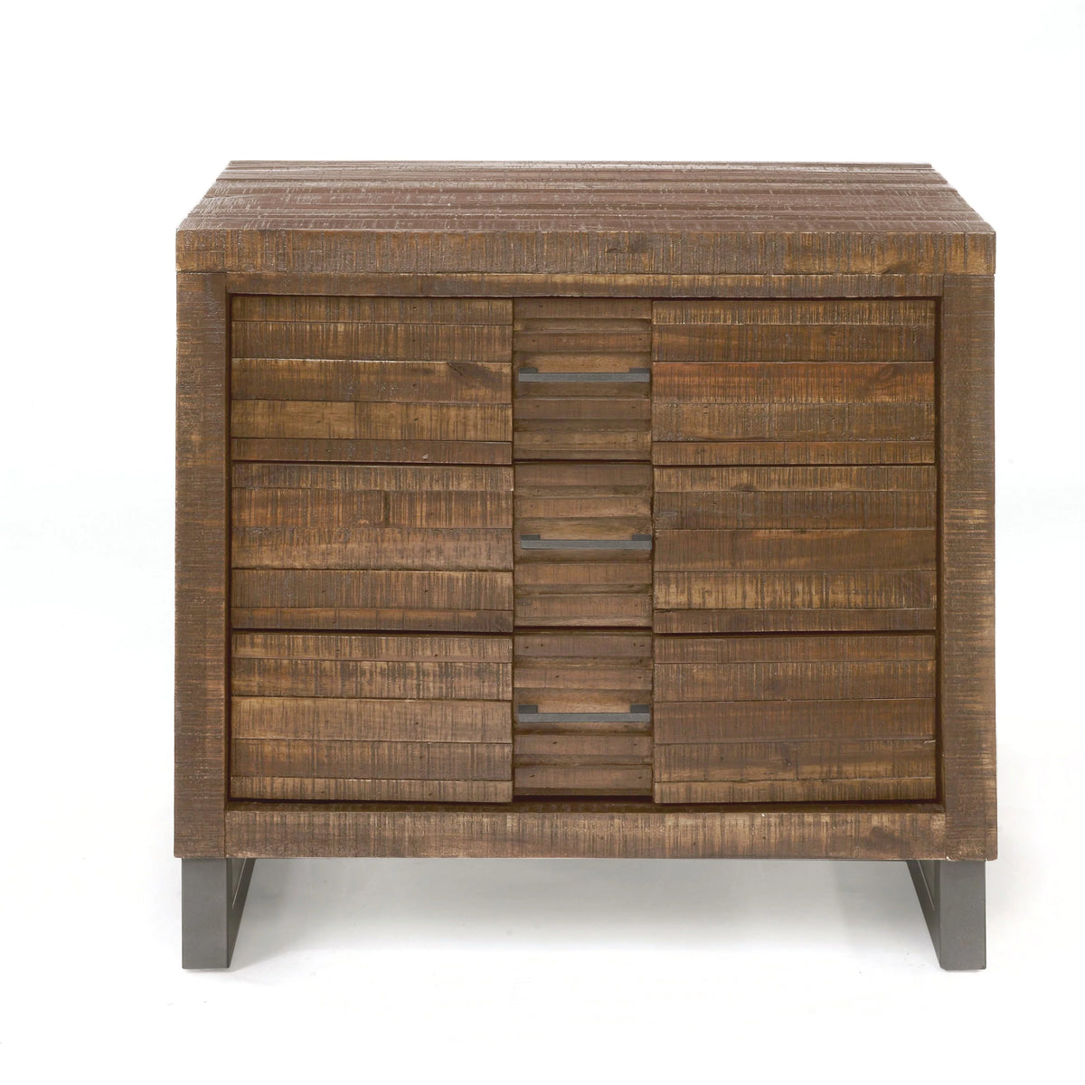 Reclaimed Oak Wood Nightstand with Metal Legs G781809