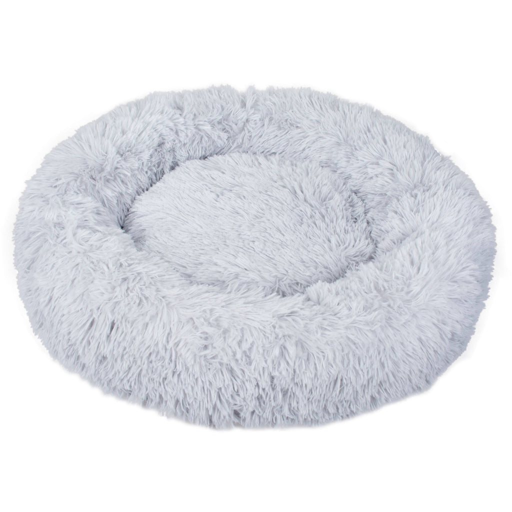 White Fauxfur Round Donut Pet Bed R181