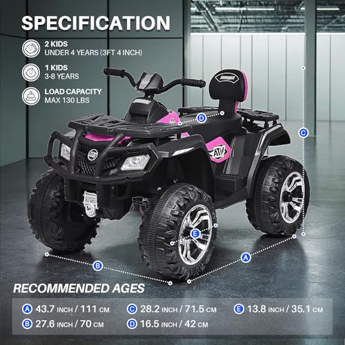 24V 2 Seater Kids Ride on ATV Car 4WD Quad Electric Vehicle H44539