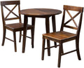 3-Pcs Wood Round Table and Chairs Set, Rich Mahogany K25674