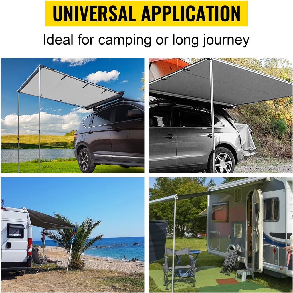6.5'x6.5' Pull-Out Retractable Waterproof Car Side Awning with Carry Bag T2894
