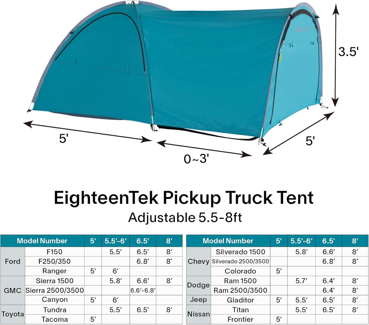 Truck Bed Tent - Waterproof Double Layer Pop Up Tent for 5.5-8 Ft Pickup Truck Bed K9973