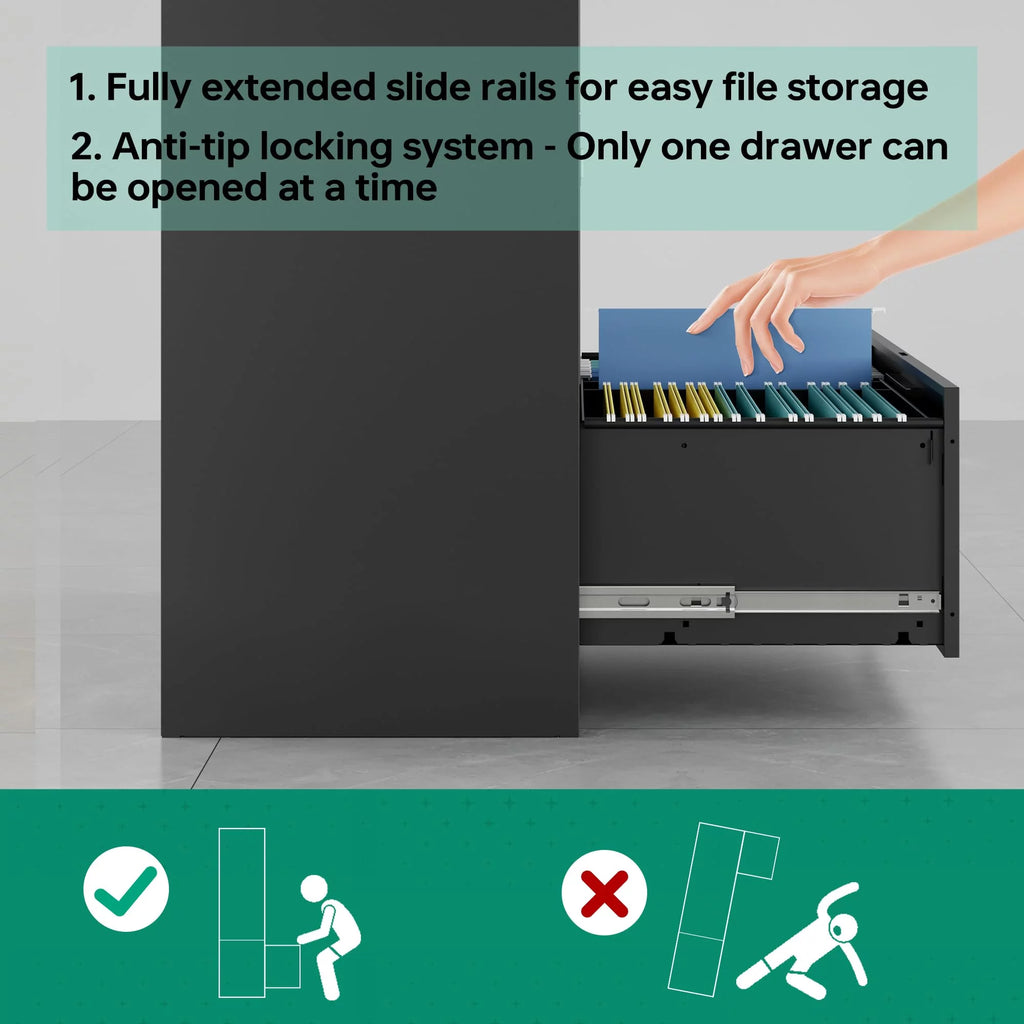 Black Metal 5 Drawer Lateral File Cabinet R381770