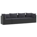 4 Piece Patio Sofa Set with Cushions Poly Rattan Black I32597