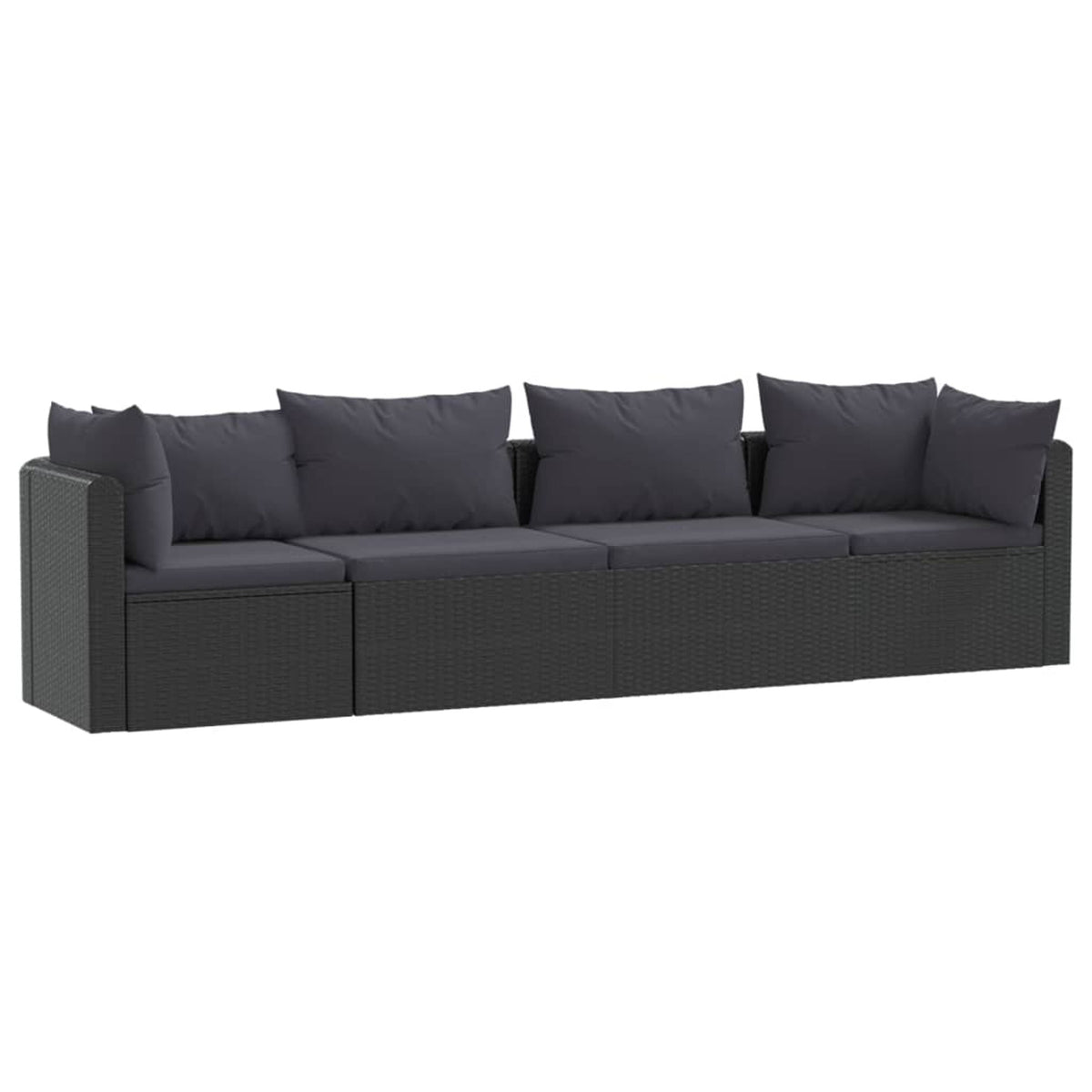 4 Piece Patio Sofa Set with Cushions Poly Rattan Black I32597