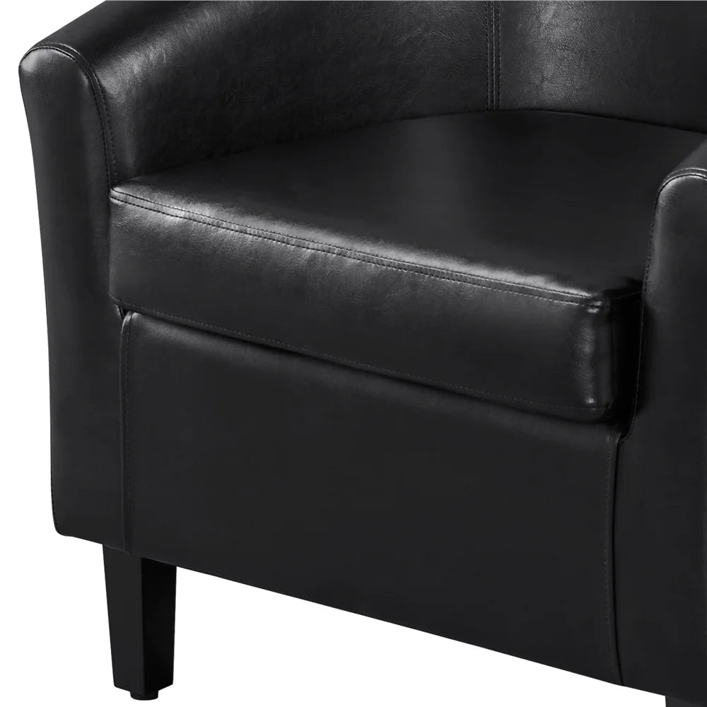 Black Faux Leather Accent Chair and Ottoman Set N81822