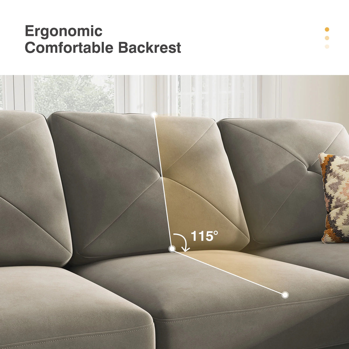 Velvet Sectional Sofa Couch Set with Chaise N458053