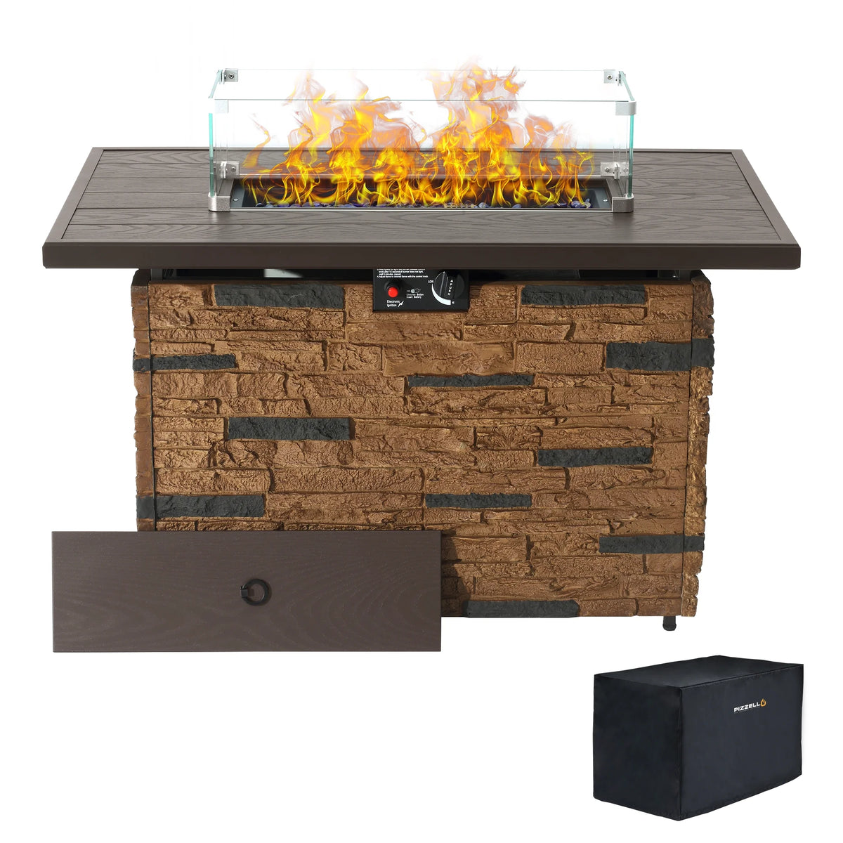 43 Rectangular Propane Fire Pit Table with Lid N208