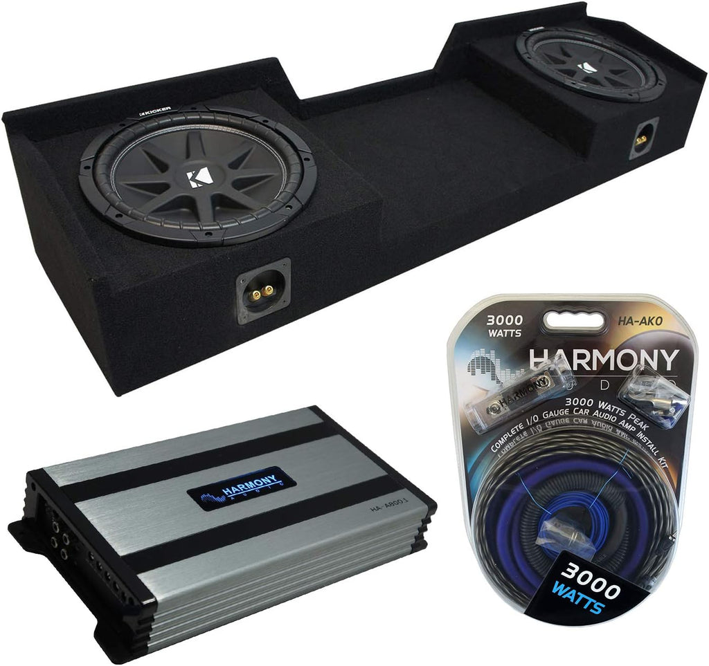 Compatible with 1999-2006 GMC Sierra Extended Cab Truck Dual 10 Sub Box Enclosure & Amp W913748