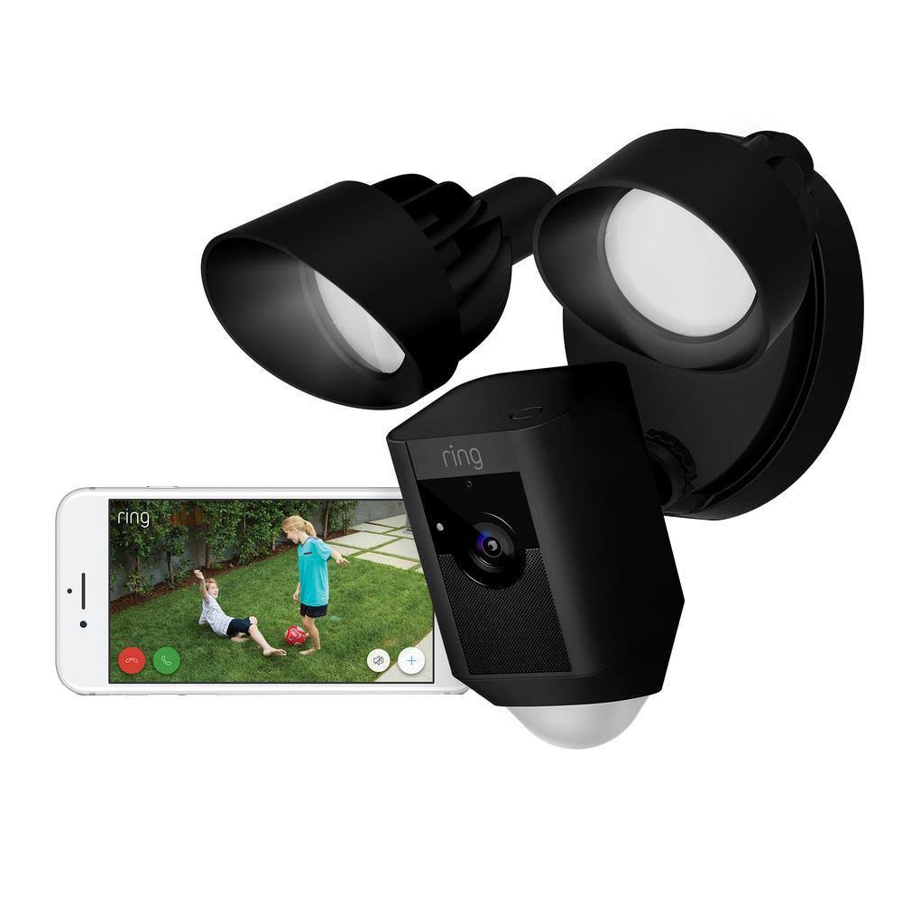 Black Outdoor Wi-Fi Cam with Motion Activated Floodlight (2-Pack) X25445