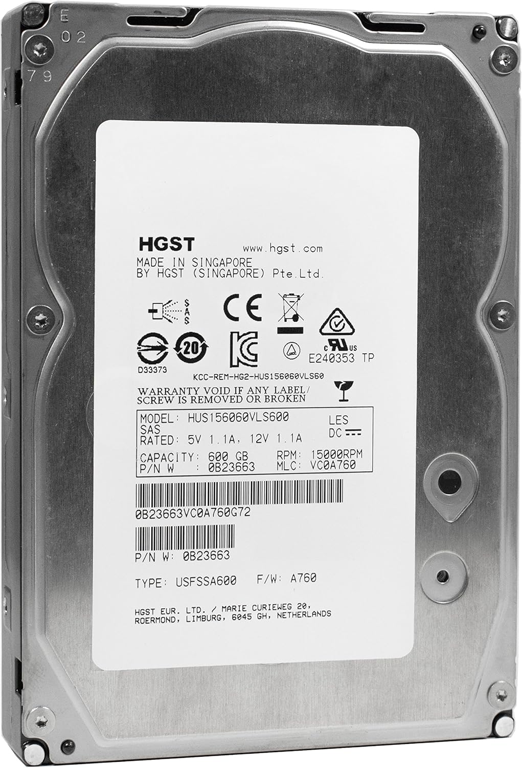 600GB 15K RPM SAS 6Gb/s 64MB Cache 3.5 Inch Enterprise Hard Disk Drive M268963