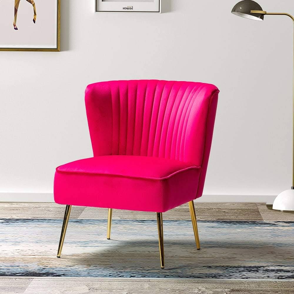 Pink Gold Legs Velvet Side Chair L513838