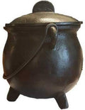 Large Black Cast Iron Cauldron with Lid F940