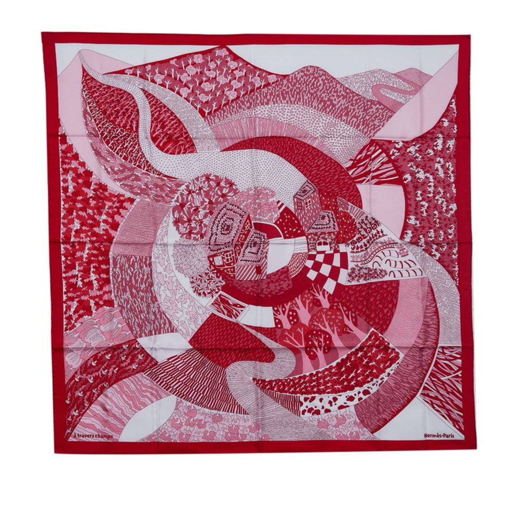 Red Multicolor Silk Scarf Muffler E219571