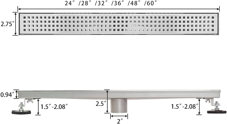 28 inch Brushed 304 Stainless Steel Linear Shower Drain Pack of 2 N39533