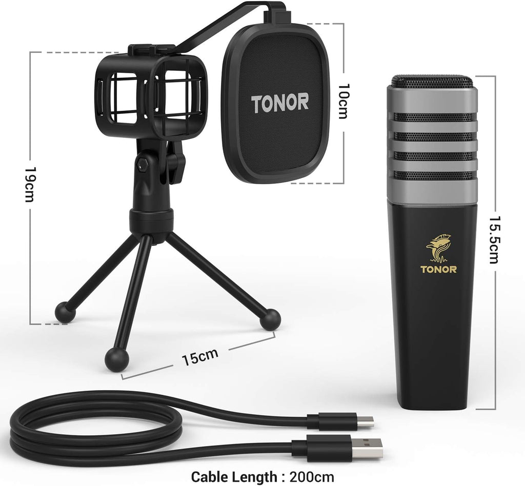 USB Microphone with Tripod Stand, Pop Filter, Shock Mount Q231037