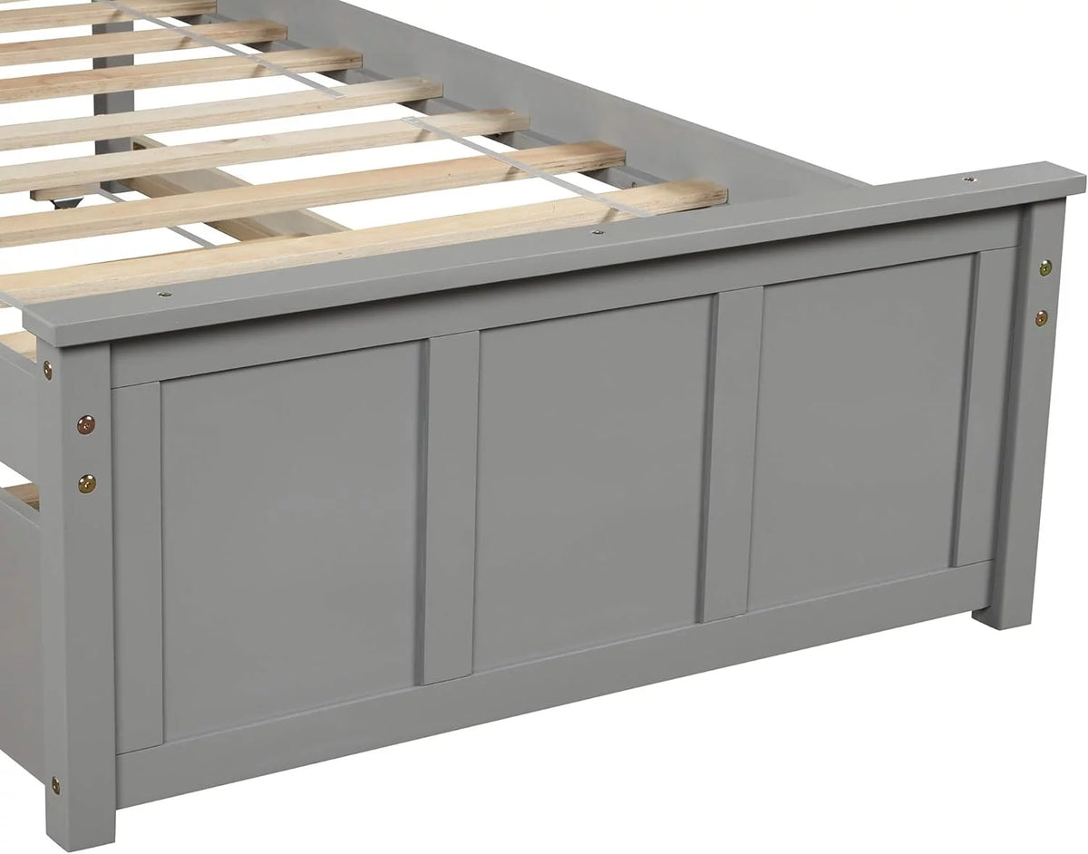 Gray Wood Platform Bed With Trundle H475011