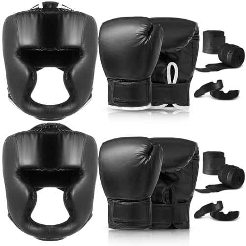 14 Pcs Boxing Set Including Boxing Gloves Headgear Helmet Punching Bag Hand Wraps Sport Mouth Guards Q590670