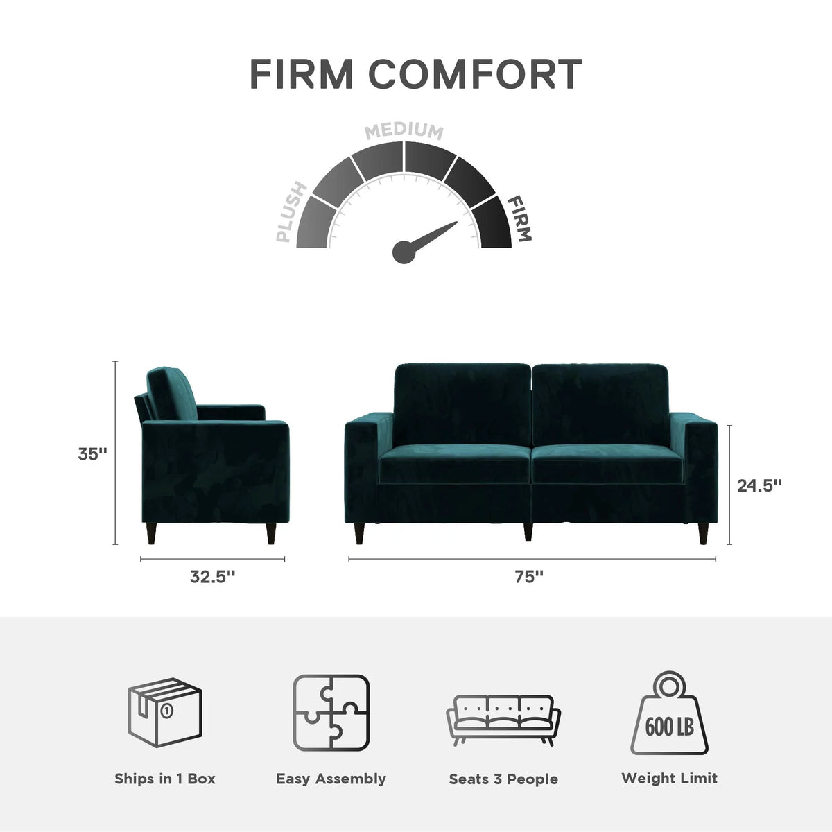 Green Velvet 3 Seater Sofa U851