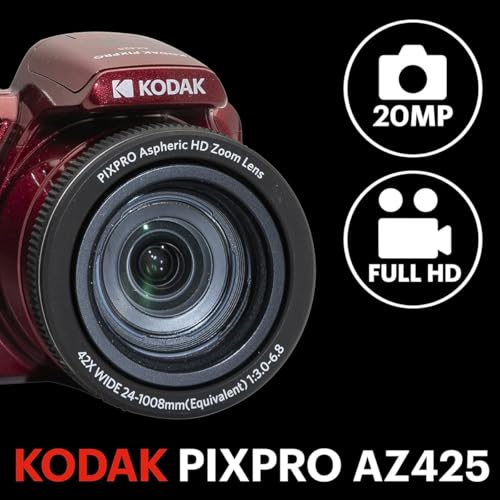 Red 20MP Full HD Digital Camera with 32GB Memory Card and Camera Bag J818541