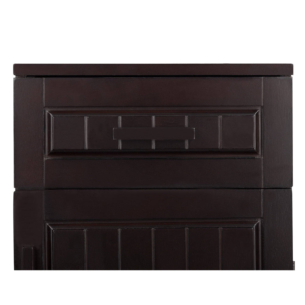 Dark Birch Floor Cabinet with 1 Door 1 Drawer and 3 Open Shelves Y5854
