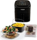 6-Quart Digital Air Fryer with Non-Stick Baking Pan and Stainless-Steel Cooking Rack, Black Q1950