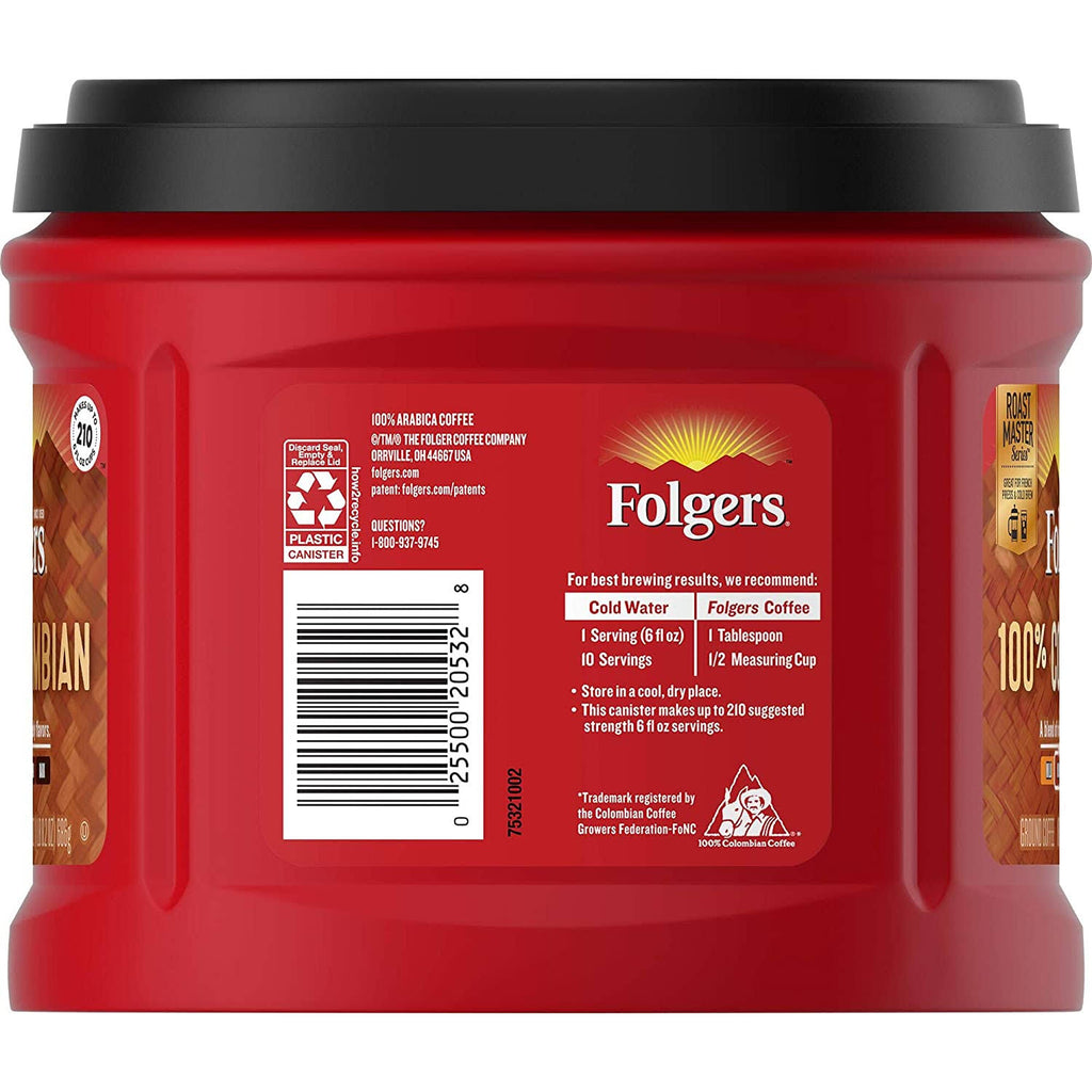 100% Colombian Medium Roast Ground Coffee 24.2 Ounce Pack of 6 F937556
