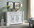 White Wood Buffet Cabinet with Drawers and Shelves O2096