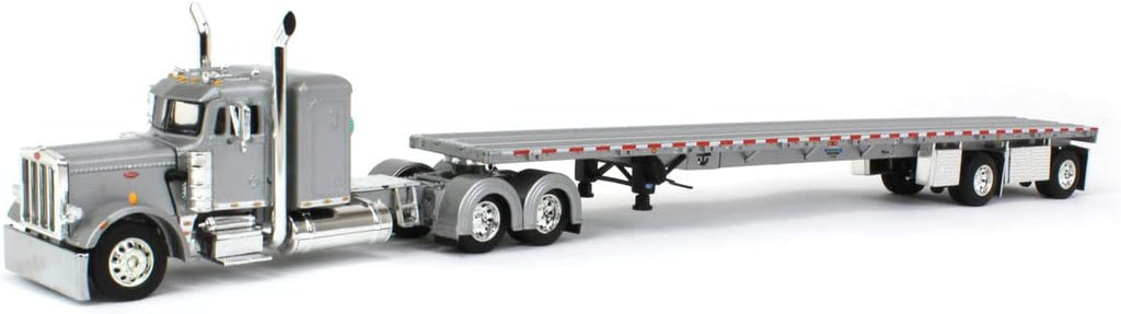 1/64 Silver Peterbilt 359 36" Flattop Sleeper with 53' Wilson Roadbrute Flatbed Trailer P392420