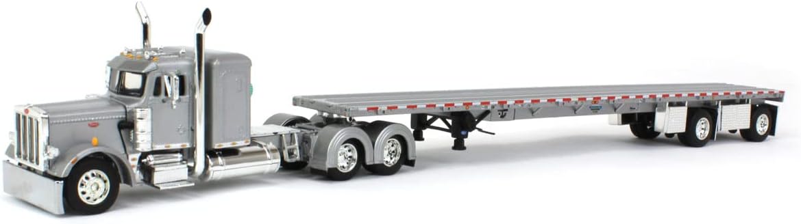 1/64 Silver Peterbilt 359 36" Flattop Sleeper with 53' Wilson Roadbrute Flatbed Trailer P392420