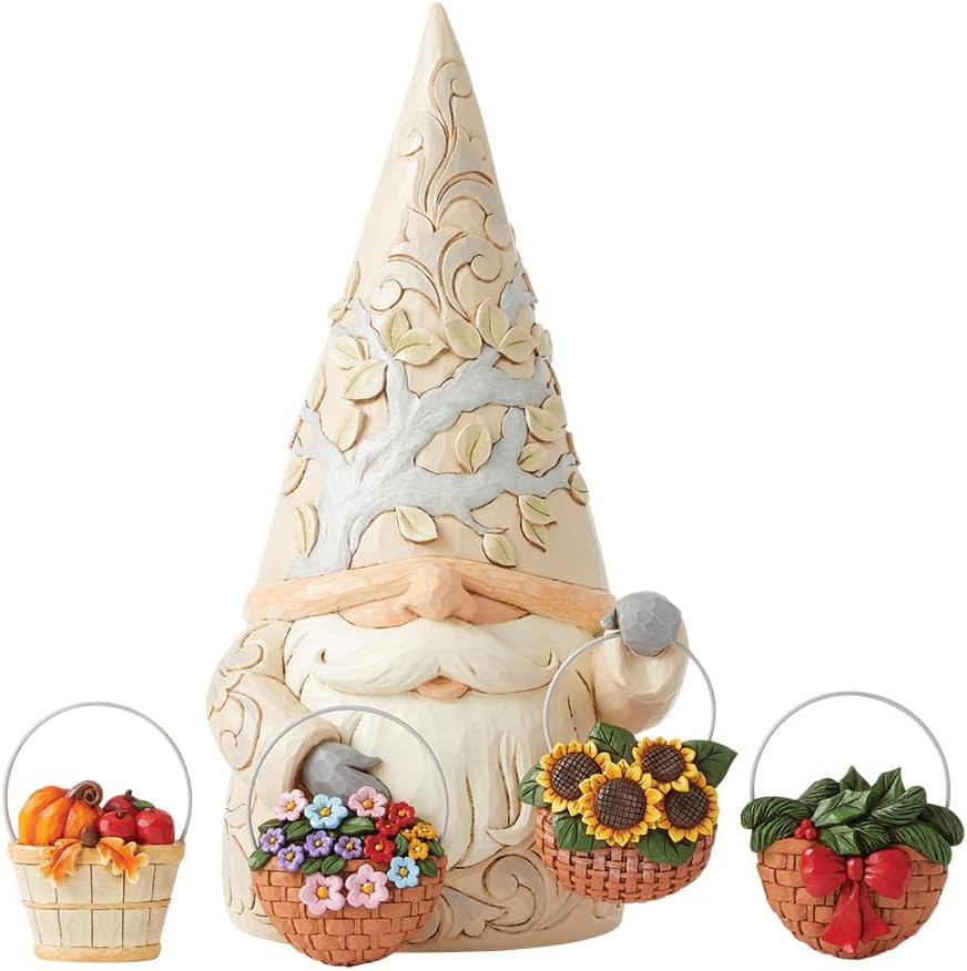 Four Seasons Gnome Statue with 4 Baskets Figurine 16.5 Inch Multicolor P18604