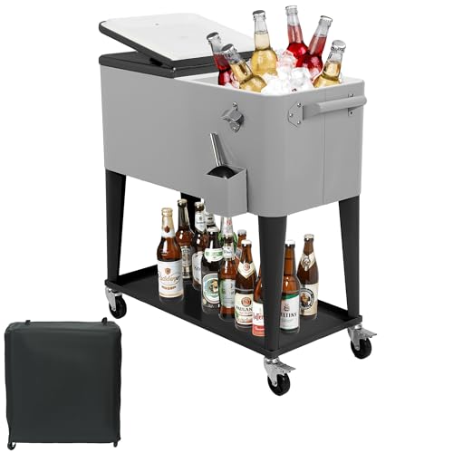 80 Quart Rolling Cooler Cart with Wheels Q919