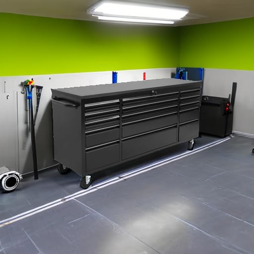 Black 72 in Rolling Tool Chest with Drawers Mobile Tool Cabinet L18259