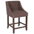 Tufted Walnut Counter Height Stool with Nail Trim M81723