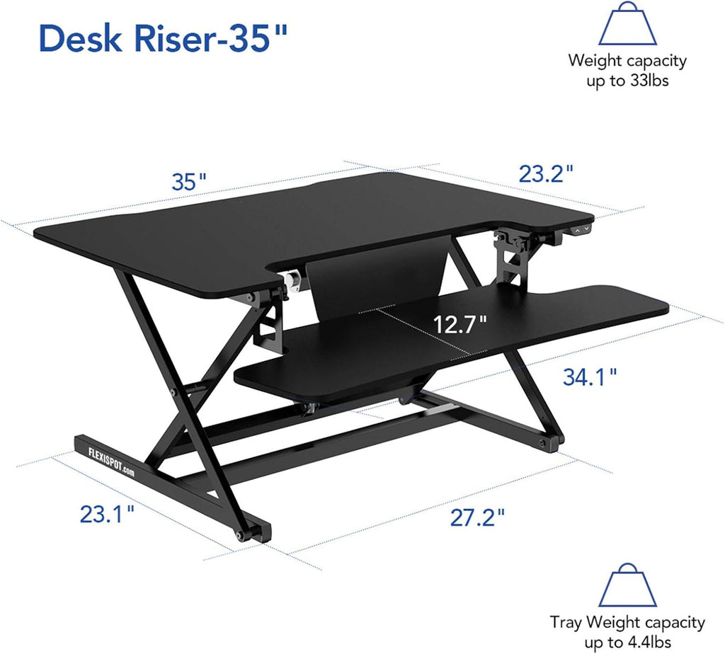 35" Wide Electric Standing Desk Converter with Keyboard Tray U121078