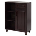 Dark Birch Floor Cabinet with 1 Door 1 Drawer and 3 Open Shelves Y5854