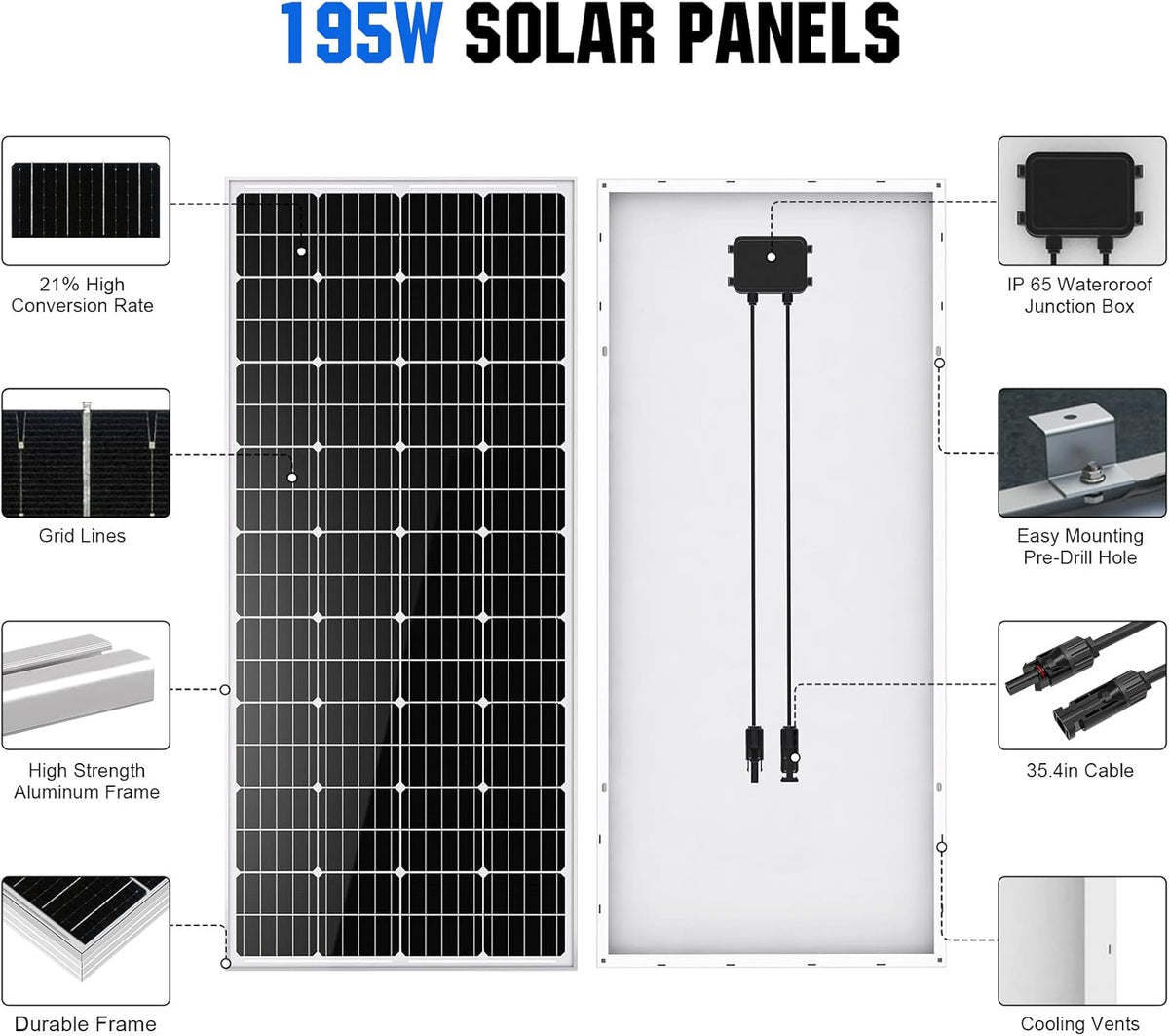 800WH Solar Power System with 195W Solar Panel and 512WH Power Station N816