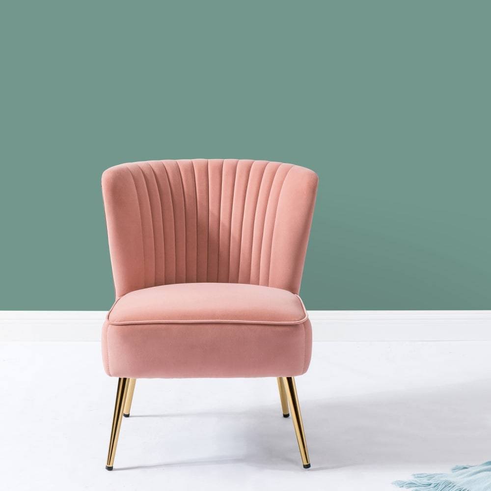 Pink Gold Legs Velvet Side Chair L513838