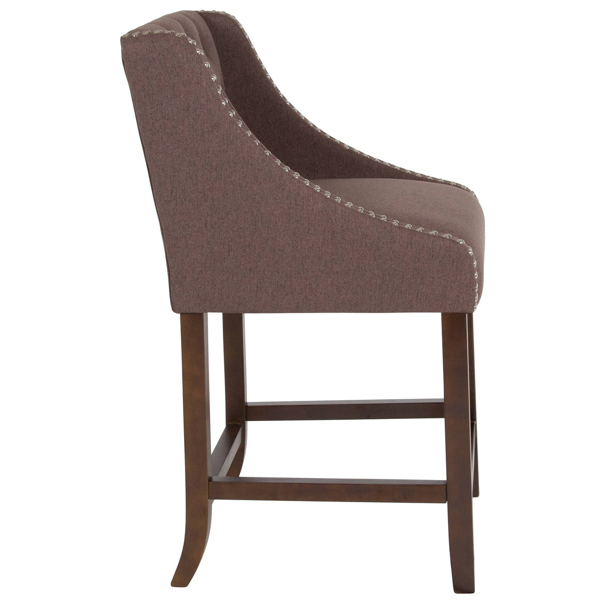 Tufted Walnut Counter Height Stool with Nail Trim M81723