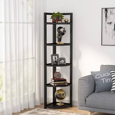 Black Corner Bookcase C50696